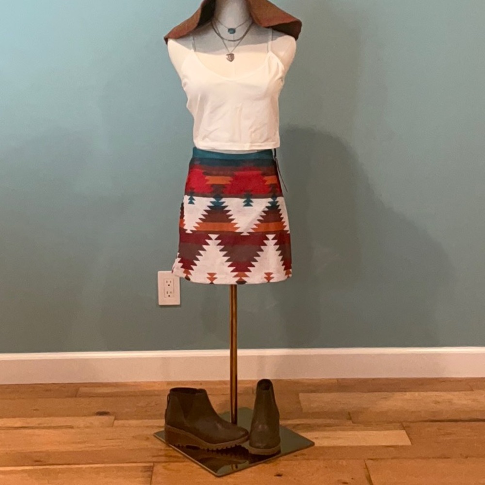 Patterned Multicolor Mini Skirt